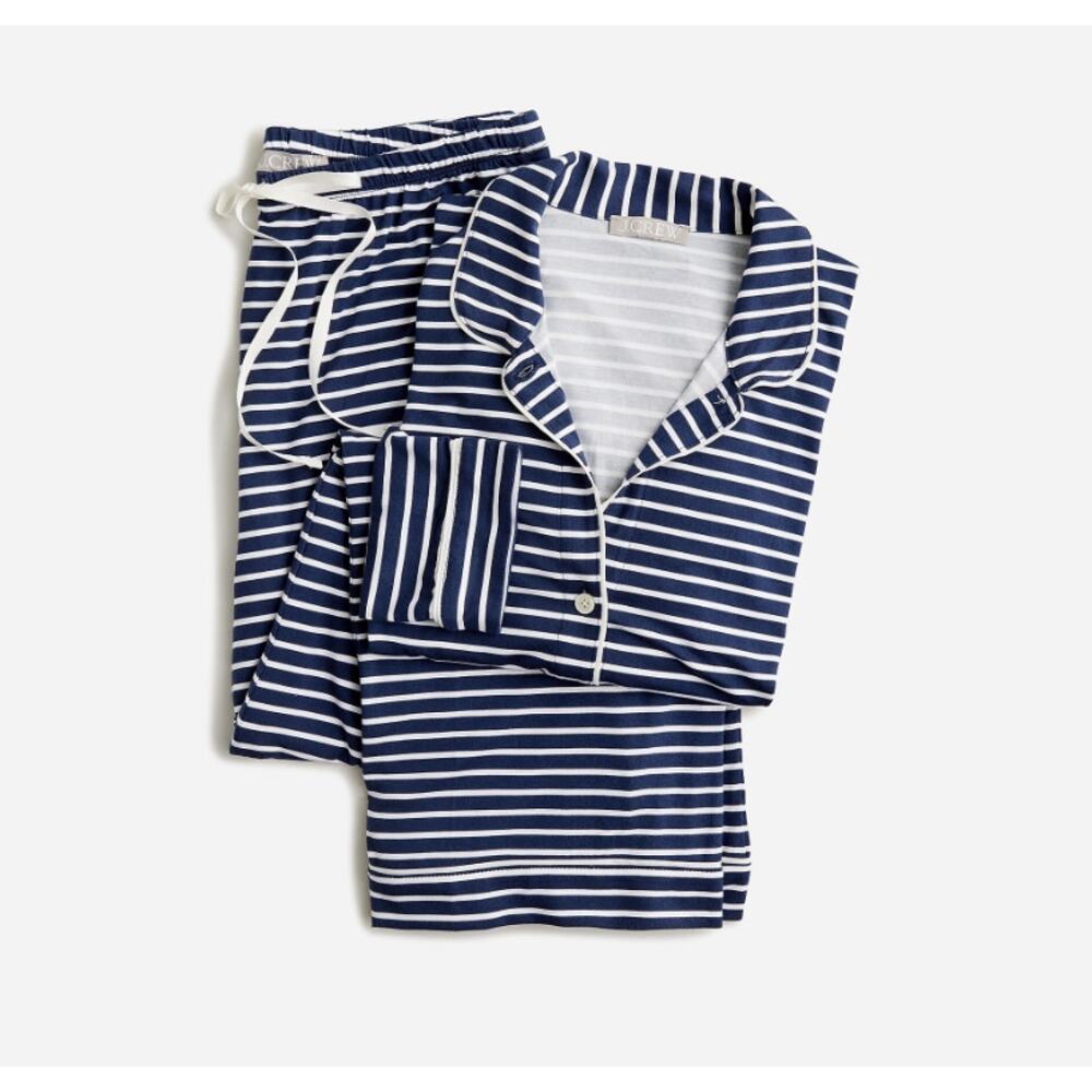 J.Crew Dreamiest Long-Sleeve Pajama Pant Set WMNS XXS Blue White Stripe Stretch